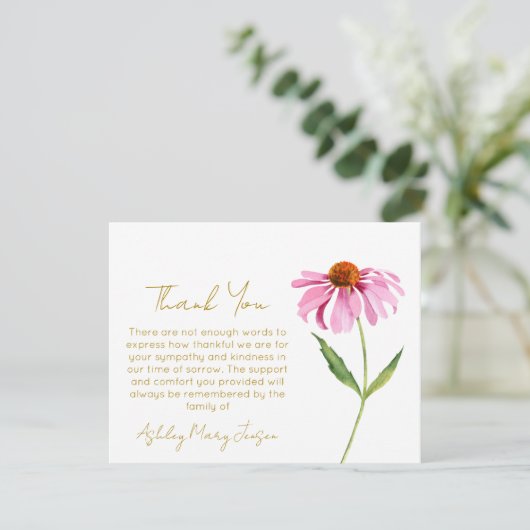 Echinacea | Rouwkaart condoleance Bedankkaart (Staand voorkant)