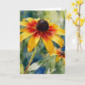 Echinacea Studie C In Aquarel Kaart (Gele Bloem)