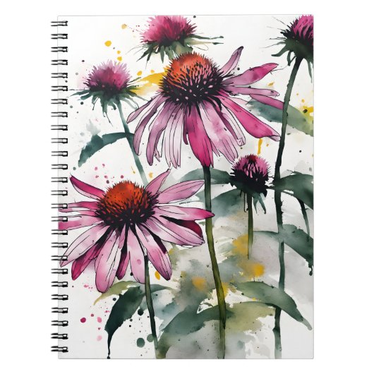 Echinacea - Watercolor bloemen Notitieboek (Voorkant)