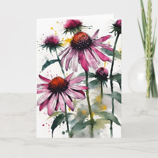 Echinacea - Watercolor flowers Kaart (Voorkant)