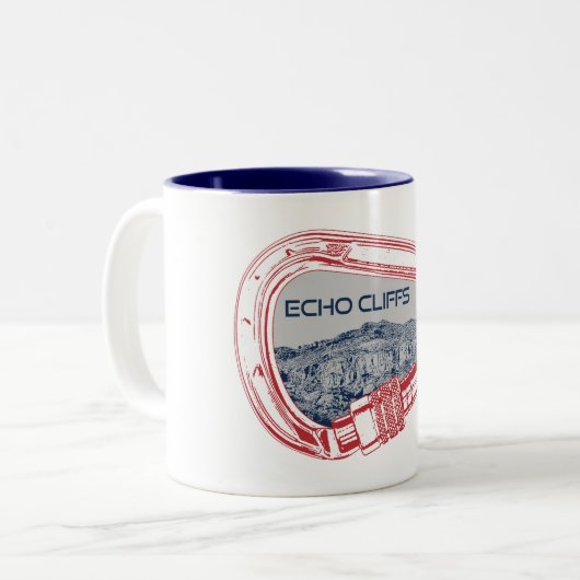 Echo Cliffs California Rock Climbing Karabiner Tweekleurige Koffiemok (Voorkant links)