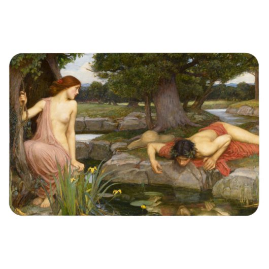 Echo en Narcissus door John William Waterhouse Magneet (Horizontaal)