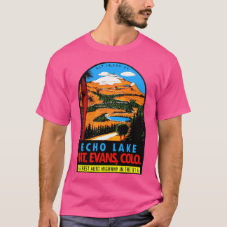 Echo Lake Mt Evans Colorado Vintage Travel Decal T-shirt