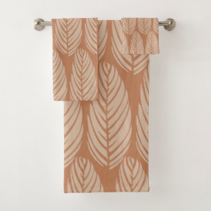 Echo Leaves Terra-cotta Zandsteen Bad Handdoek
