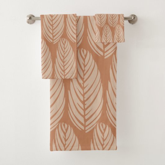 Echo Leaves Terra-cotta Zandsteen Bad Handdoek (Insitu)
