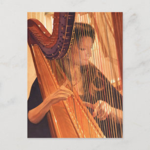 "Echo of Angels" Harp Player Waterverf Briefkaart
