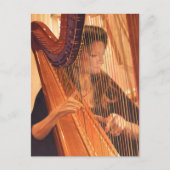 "Echo of Angels" Harp Player Waterverf Briefkaart (Voorkant)