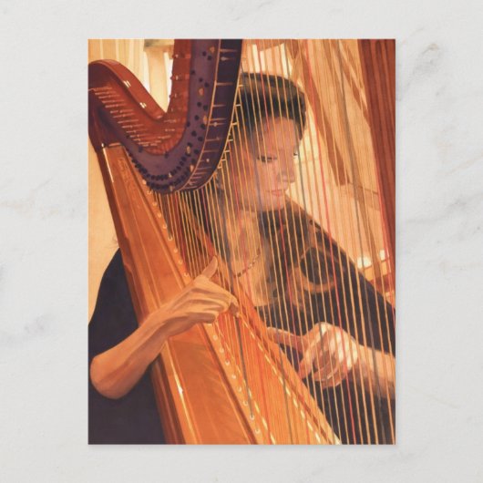 "Echo of Angels" Harp Player Waterverf Briefkaart (Voorkant)