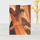 "Echo of Angels" Harp Player Waterverf Kaart (Gele Bloem)