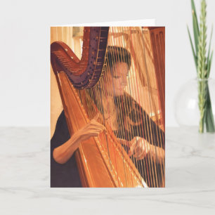 "Echo of Angels" Harp Player Waterverf Kaart