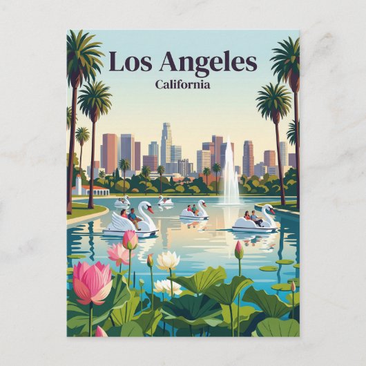 Echo Park Lake Californië Briefkaart (Voorkant)