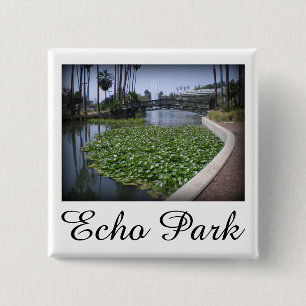 Echo Park Lake in Los Angeles, Californië Vierkante Button 5,1 Cm