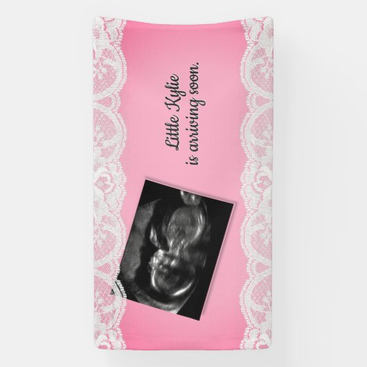 Echo roze Baby shower Spandoek (Verticaal)