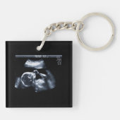 Echo Sonogram Foto Zwangerschap Aankondiging Sleutelhanger (Achterkant)