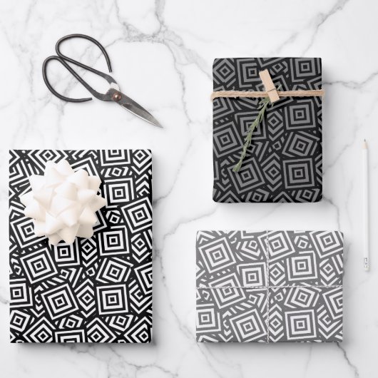 Echo Squares Grayscale-papierbladen voor het verpa Inpakpapier Vel (Voorkant)