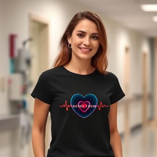 Echo Tech | Hartslag | Hart met EKG T-shirt