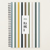Echo Trails 2026 Planner – Blue/Green Hues Stripes (Voorkant)