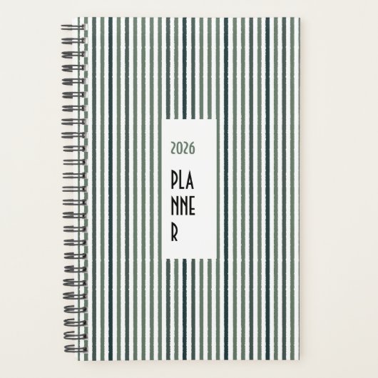 Echo Trails 2026 Planner – Matcha Groene Strepen (Voorkant)