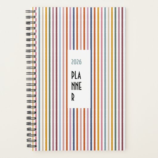 Echo Trails 2026 Planner – Meerkleurige Strepen (Voorkant)
