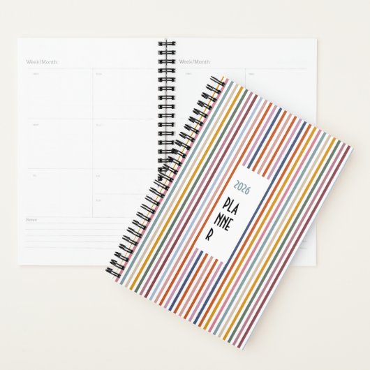 Echo Trails 2026 Planner – Multicolor Stripes (Display)