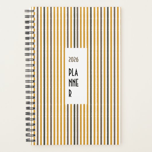 Echo Trails 2026 Planner – Mustard Stripes (Voorkant)