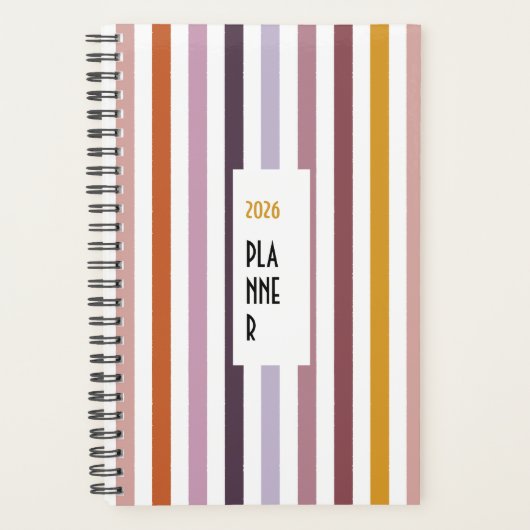 Echo Trails 2026 Planner – Pink Hues Stripes (Voorkant)