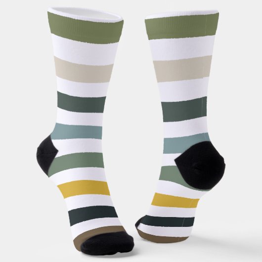 Echo Trails Gestreepte Duurzame Sokken - Blauw/Gro (Gebogen)