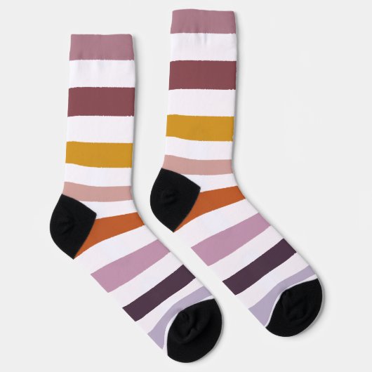 Echo Trails Gestreepte Duurzame Sokken - Roze tint (Rechts)