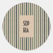 Echo Trails Ronde Stickers – Matcha Green Stripes (Voorkant)