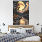 Echoën van de Gouden Maan Canvas Afdruk (Insitu (Slaapkamer))