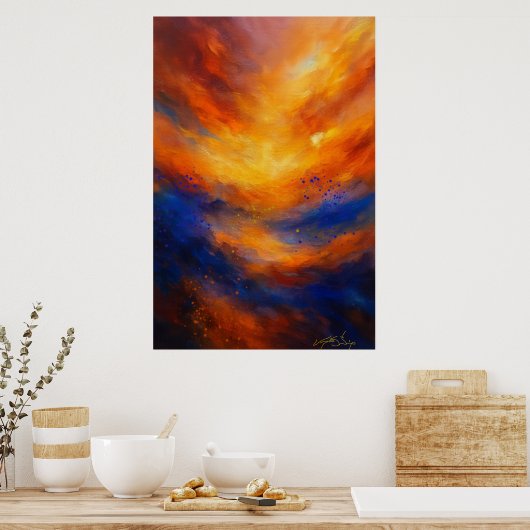 Echoes Beneath Flame Abstract Poster (Keuken)