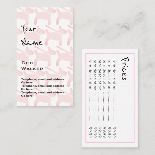 "Echoes" Dog Walker Price Cards Visitekaartje (Voorkant / Achterkant)