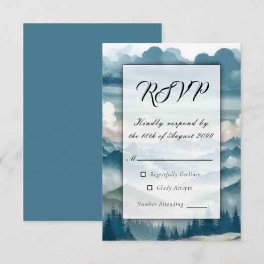 Echoes door de mistige dennen RSVP kaartje (Voorkant / Achterkant)