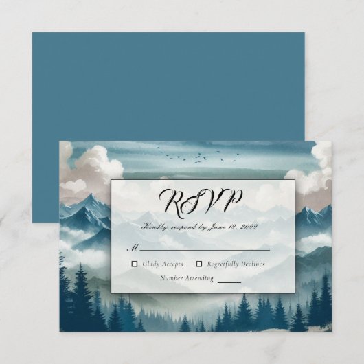 Echoes door de mistige dennen RSVP kaartje (Voorkant / Achterkant)