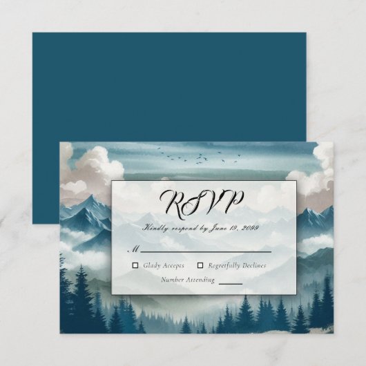 Echoes door de mistige dennen RSVP kaartje (Voorkant / Achterkant)