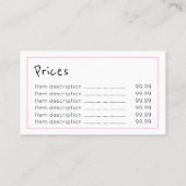 "Echoes"-haar Stylist Price Cards Visitekaartje (Achterkant)