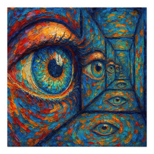 "Echoes in de iris" - Een surrealistisch portret Foto Afdruk