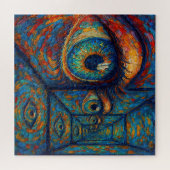 "Echoes in de iris" - Een surrealistisch portret Legpuzzel (Horizontaal)