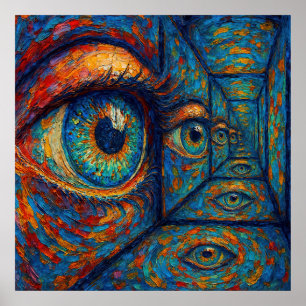 "Echoes in de iris" - Een surrealistisch portret Poster