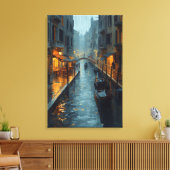 Echoes in Gold – The Painted Rainy Night of Venice Canvas Afdruk (Insitu (Woonkamer))