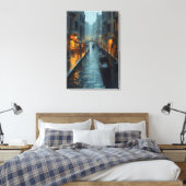 Echoes in Gold – The Painted Rainy Night of Venice Canvas Afdruk (Insitu (Slaapkamer))
