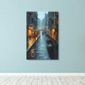 Echoes in Gold – The Painted Rainy Night of Venice Canvas Afdruk (Insitu (Houten vloer))