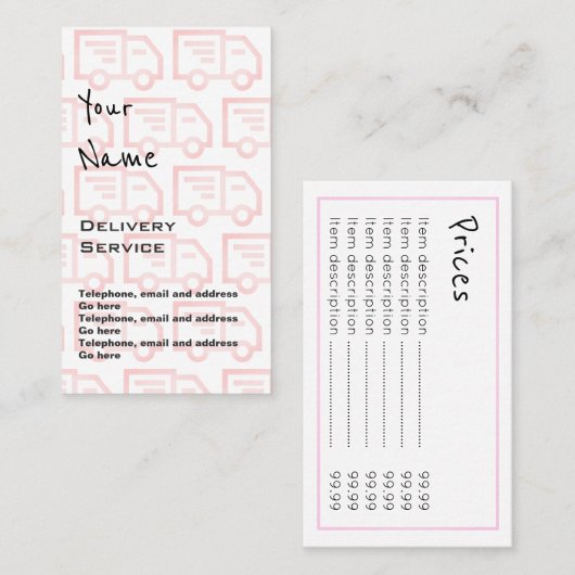 "Echoes"-leveringsprijskaarten Visitekaartje (Voorkant / Achterkant)