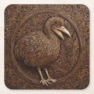 Echoes of Extinction: Dodo Wood Art Kartonnen Onderzetters