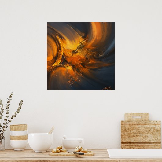 Echoes of Flame Abstract Poster (Keuken)