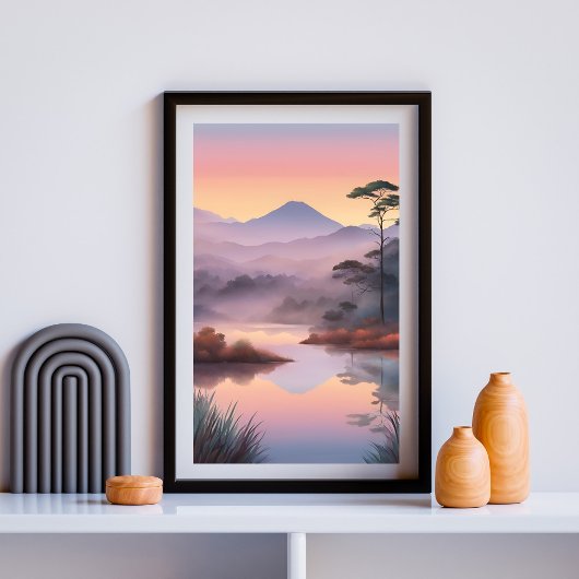 Echoes of Light - Dromerige Mountain Lake Sunrise Poster