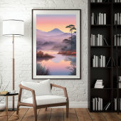 Echoes of Light - Dromerige Mountain Lake Sunrise Poster