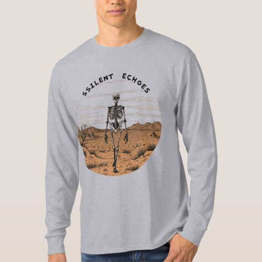 Echoes of Silence: een skelet dat er doorheen loop T-shirt (Voorkant)