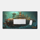 Echoes of the Deep: Steampunk Onderzeebootfantasie Bureaumat (Keyboard & Muis)