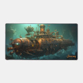 Echoes of the Deep: Steampunk Onderzeebootfantasie Bureaumat (Voorkant)